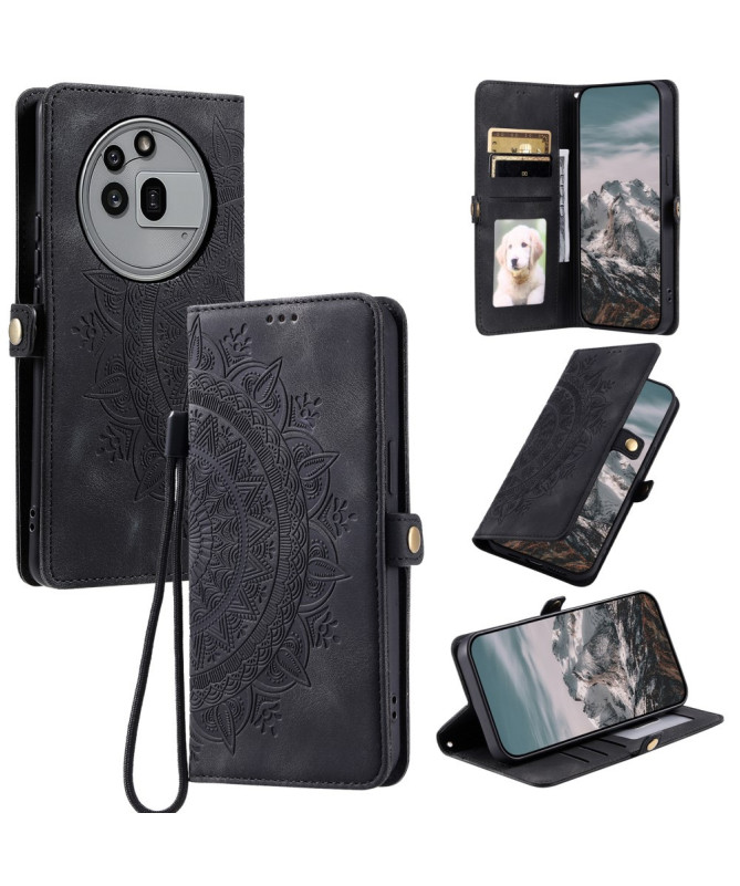 Housse Nothing Phone (3a) Pro Mandala avec Porte-Cartes et Dragonne