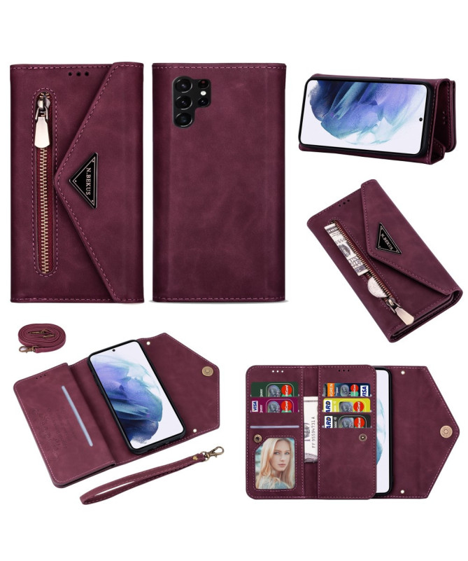 Housse Samsung Galaxy S22 Ultra Portefeuille Effet Cuir N.BEKUS