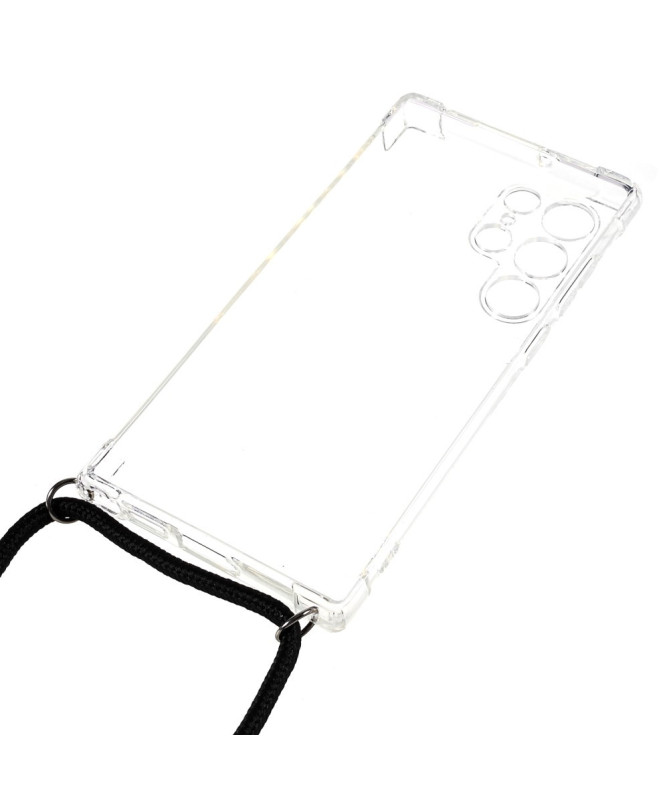 Coque Samsung Galaxy S22 Ultra 5G transparente avec cordon | Cléos