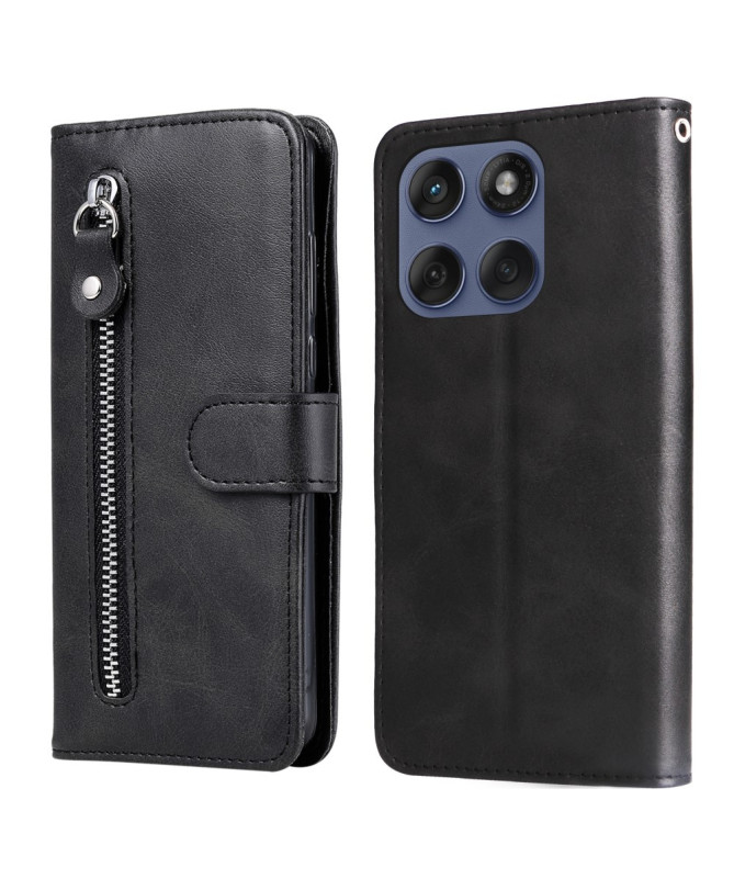 Housse Motorola Edge 60 / 60 Fusion Zipper Pocket effet cuir