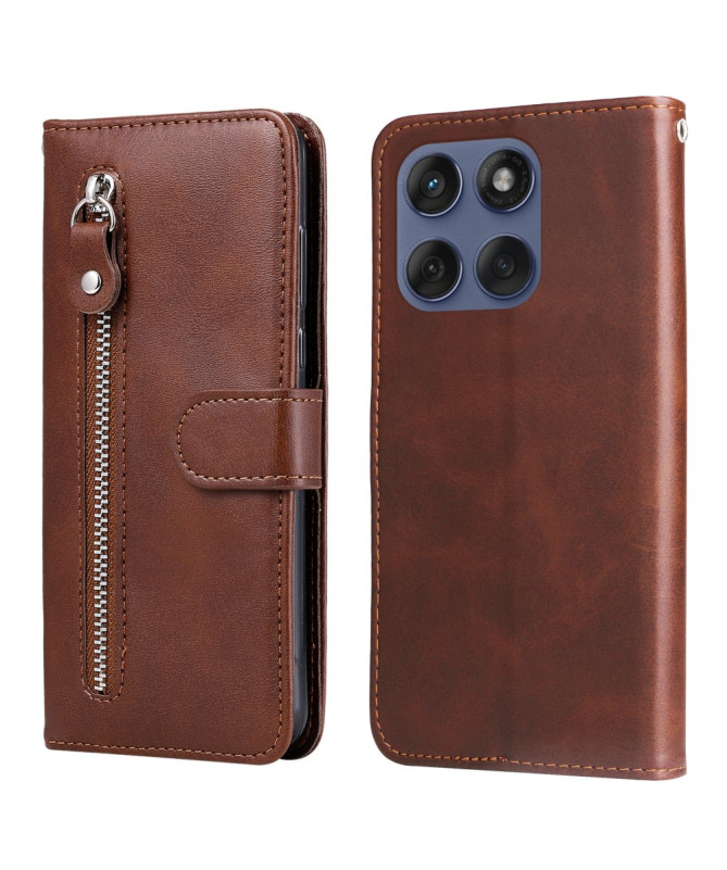 Housse Motorola Edge 60 / 60 Fusion Zipper Pocket effet cuir