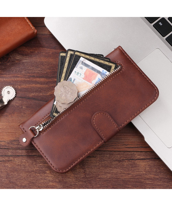 Housse Motorola Edge 60 / 60 Fusion Zipper Pocket effet cuir
