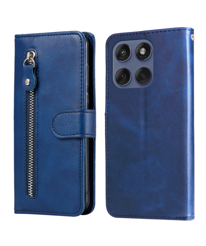 Housse Motorola Edge 60 / 60 Fusion Zipper Pocket effet cuir