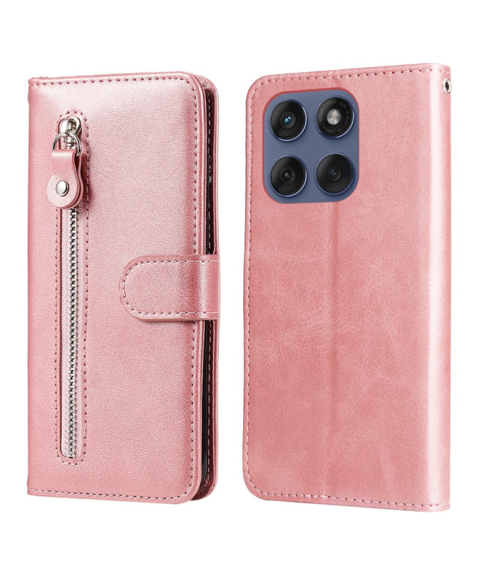 Housse Motorola Edge 60 / 60 Fusion Zipper Pocket effet cuir