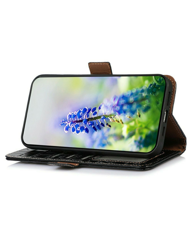 Housse Motorola Edge 60 / 60 Fusion cuir véritable aspect croco
