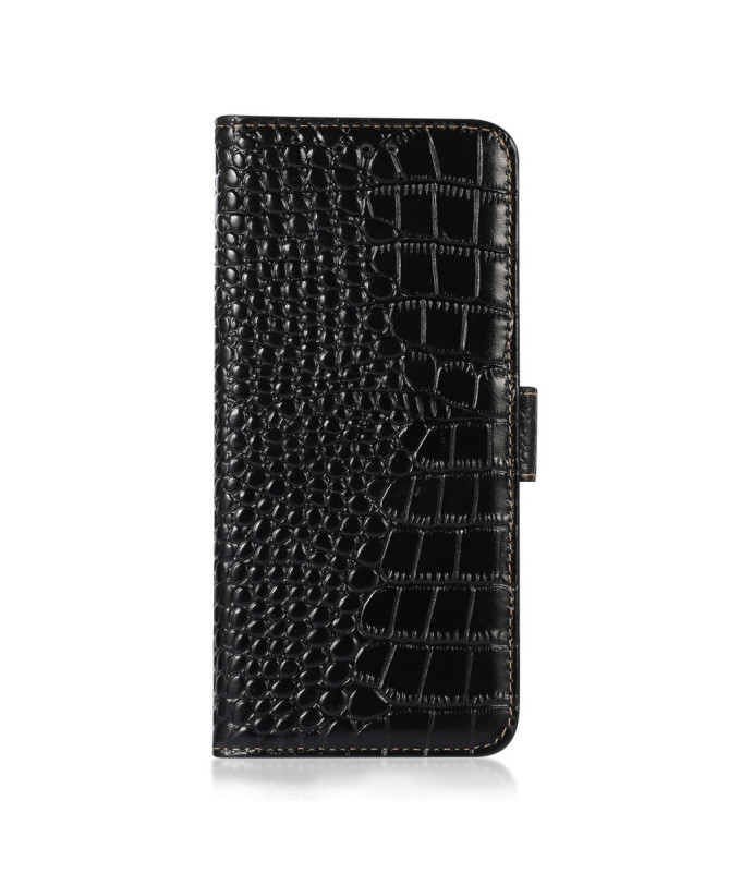 Housse Motorola Edge 60 / 60 Fusion cuir véritable aspect croco