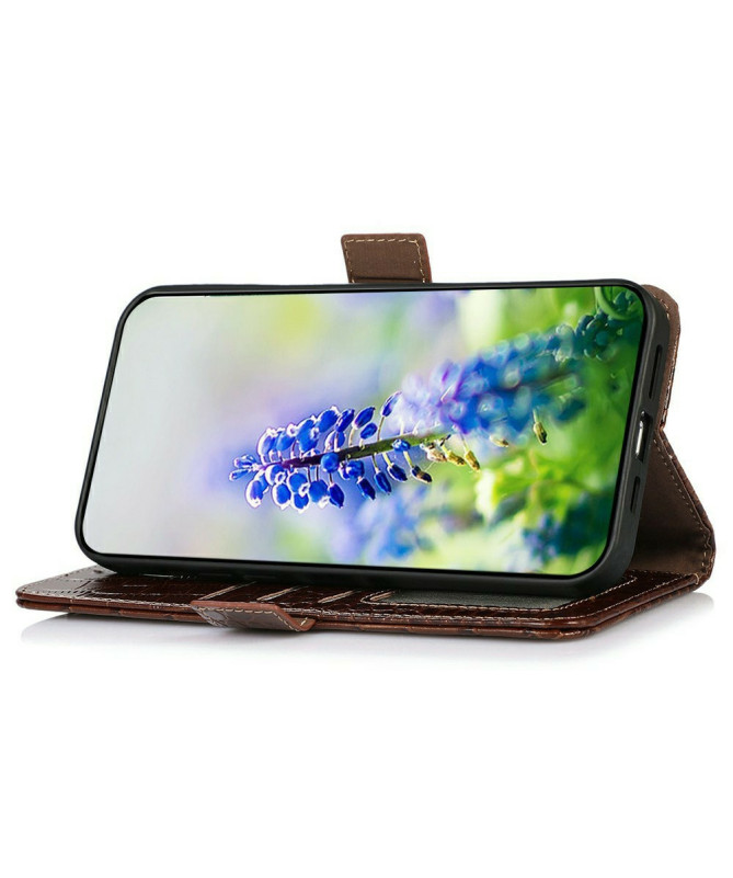 Housse Motorola Edge 60 / 60 Fusion cuir véritable aspect croco