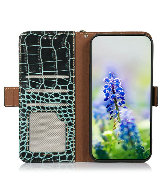 Housse Motorola Edge 60 / 60 Fusion cuir véritable aspect croco
