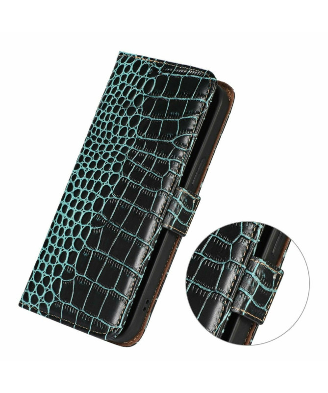 Housse Motorola Edge 60 / 60 Fusion cuir véritable aspect croco