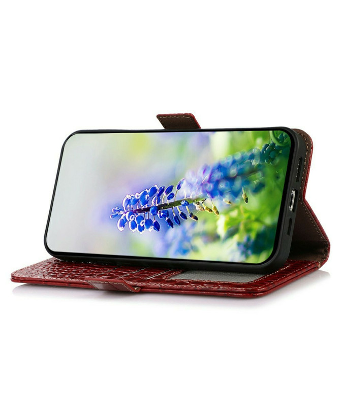 Housse Motorola Edge 60 / 60 Fusion cuir véritable aspect croco