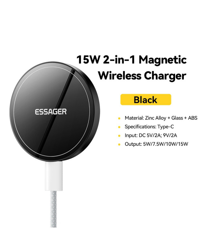 Chargeur Magnétique 2-en-1 ESSAGER 15W | MagPower