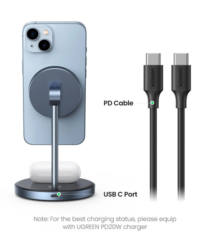 Chargeur Magnétique 2-en-1 UGREEN