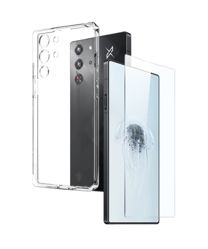 Coque transparente Redmagic 10 Pro avec protection d'écran en verre tr