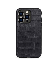 Coque iPhone 14 Pro Cuir aspect peau de croco