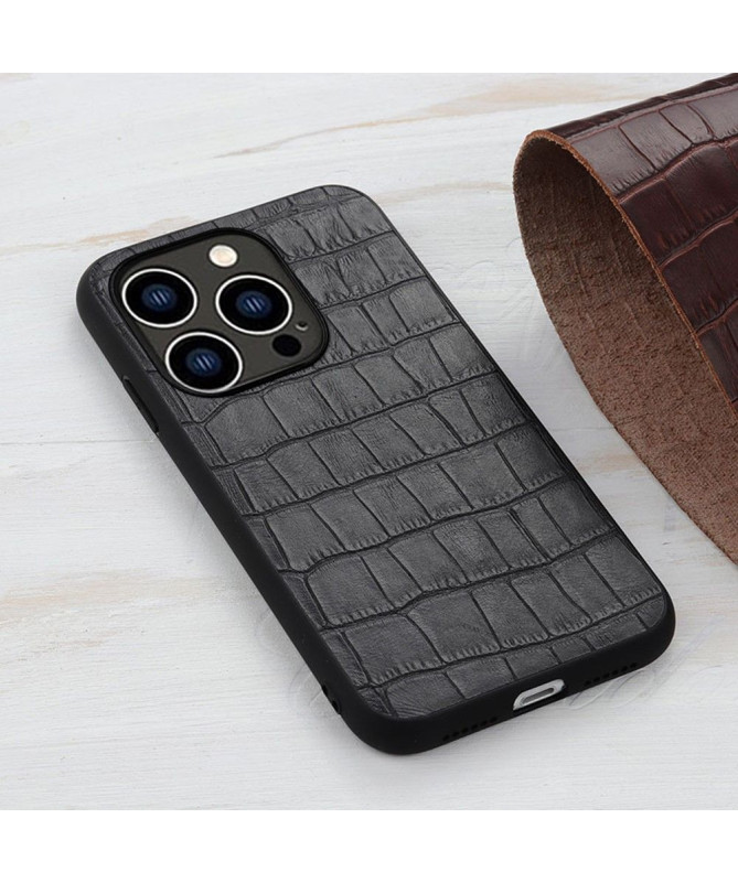 Coque iPhone 14 Pro Cuir aspect peau de croco