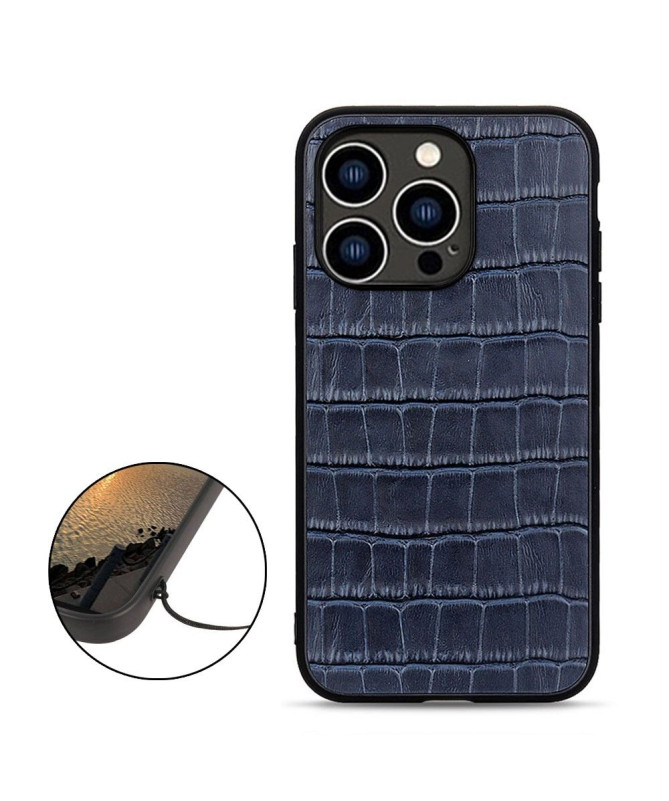 Coque iPhone 14 Pro Cuir aspect peau de croco