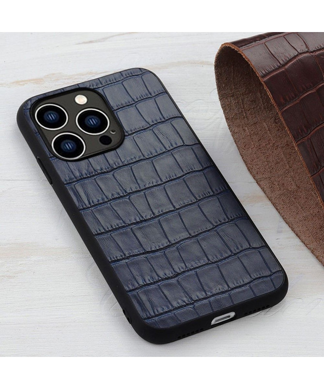Coque iPhone 14 Pro Cuir aspect peau de croco