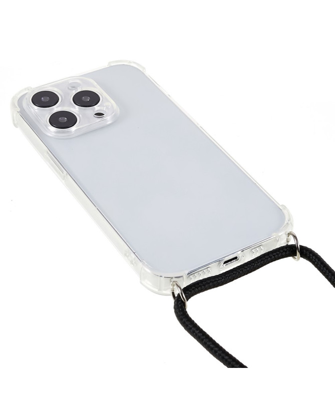 Coque iPhone 14 Pro transparente avec cordon | Cléos