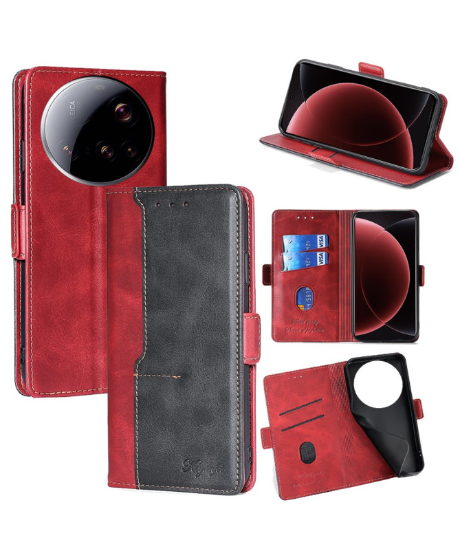 Housse Xiaomi 15 Ultra Keyunfei simili cuir bicolore