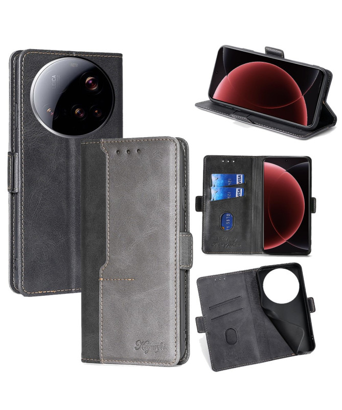 Housse Xiaomi 15 Ultra Keyunfei simili cuir bicolore