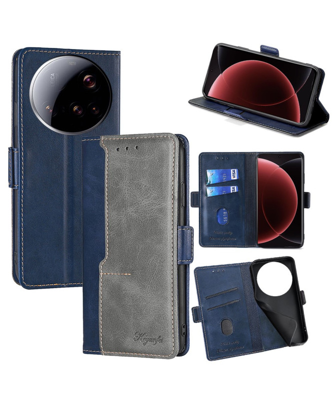 Housse Xiaomi 15 Ultra Keyunfei simili cuir bicolore