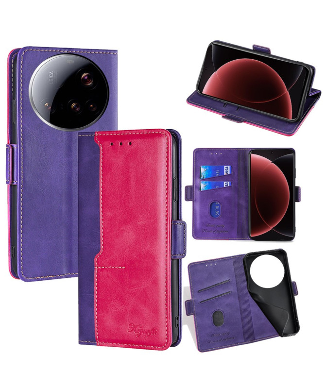 Housse Xiaomi 15 Ultra Keyunfei simili cuir bicolore
