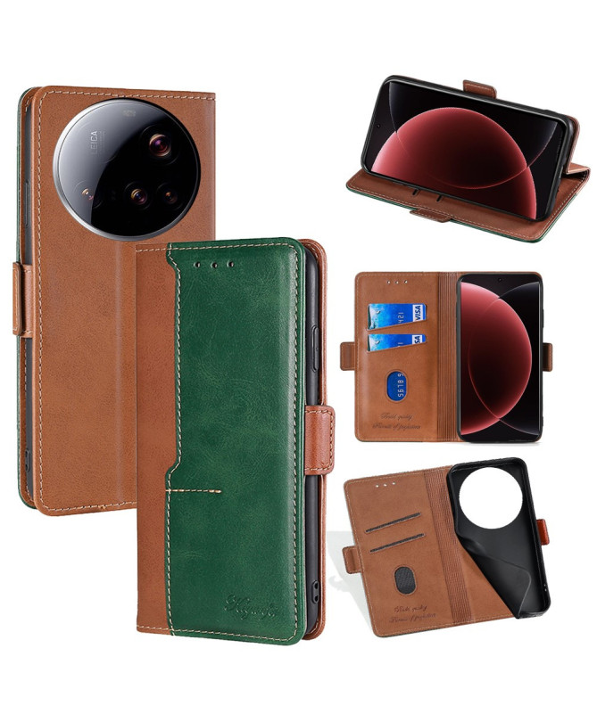 Housse Xiaomi 15 Ultra Keyunfei simili cuir bicolore