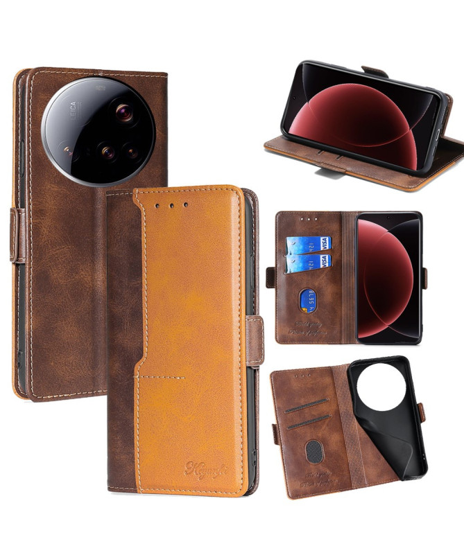Housse Xiaomi 15 Ultra Keyunfei simili cuir bicolore