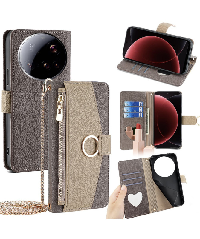 Housse Xiaomi 15 Ultra luxury portefeuille avec chaîne