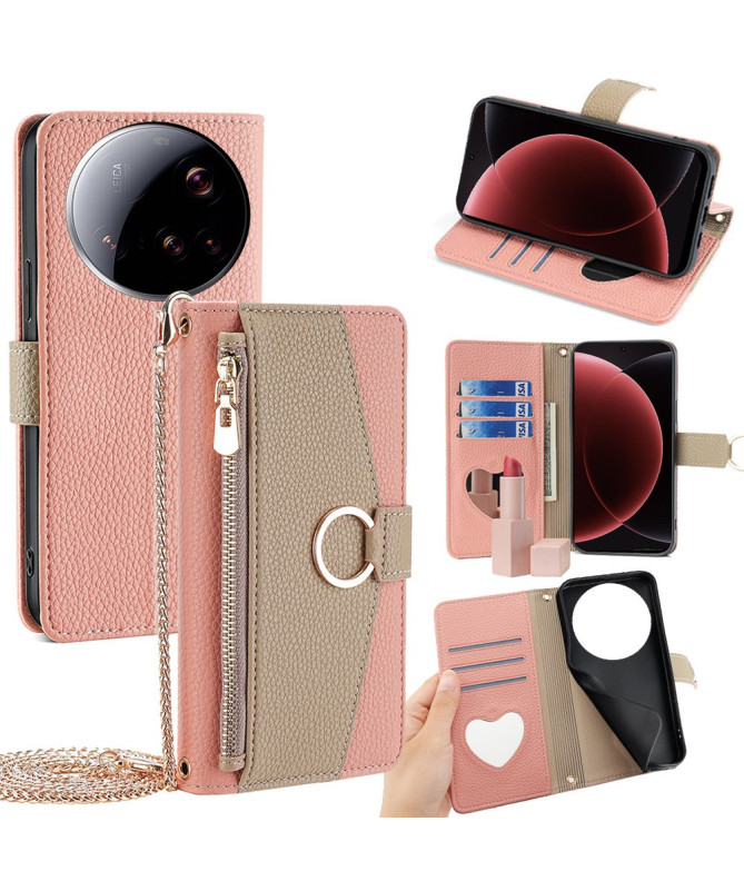 Housse Xiaomi 15 Ultra luxury portefeuille avec chaîne