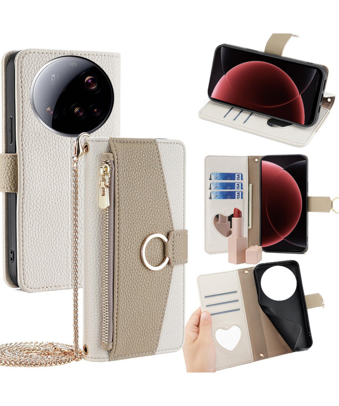 Housse Xiaomi 15 Ultra luxury portefeuille avec chaîne
