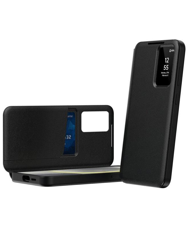 Housse Samsung Galaxy S25 Edge avec fenêtre intelligente et porte-cart