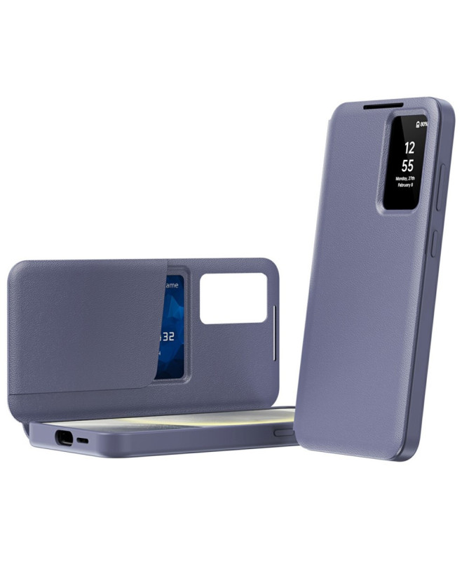 Housse Samsung Galaxy S25 Edge avec fenêtre intelligente et porte-cart