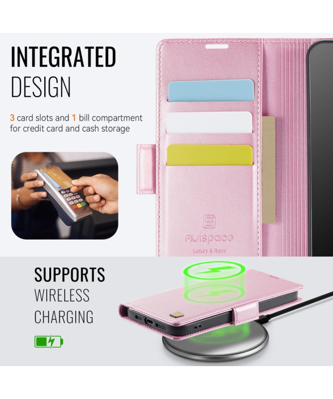 Housse iPhone 12 / 12 Pro Cuir Rétro avec Portefeuille | A11