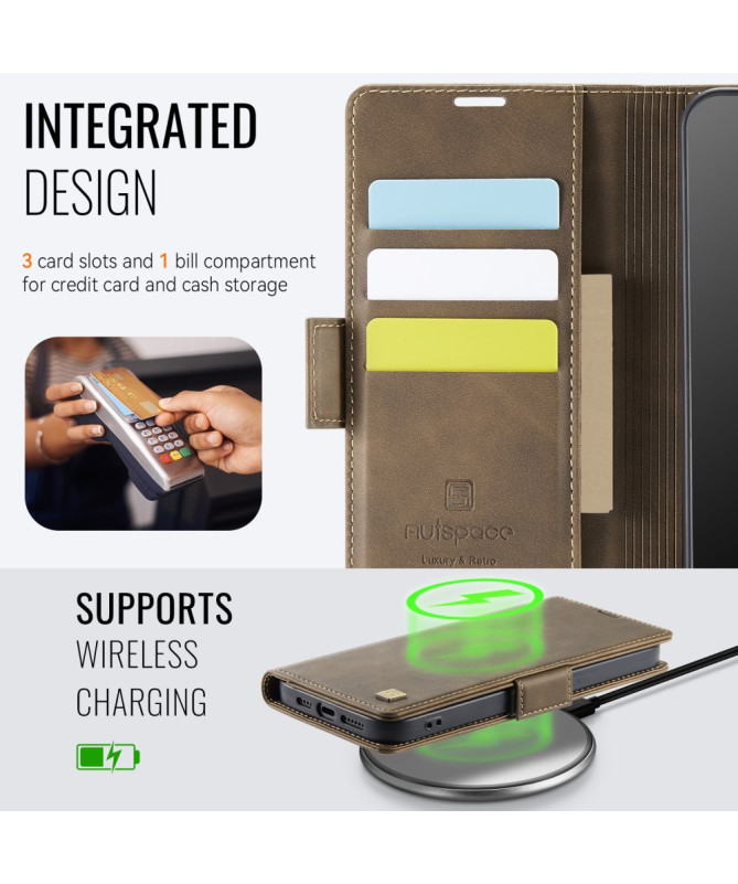 Housse iPhone 12 / 12 Pro Cuir Rétro avec Portefeuille | A11