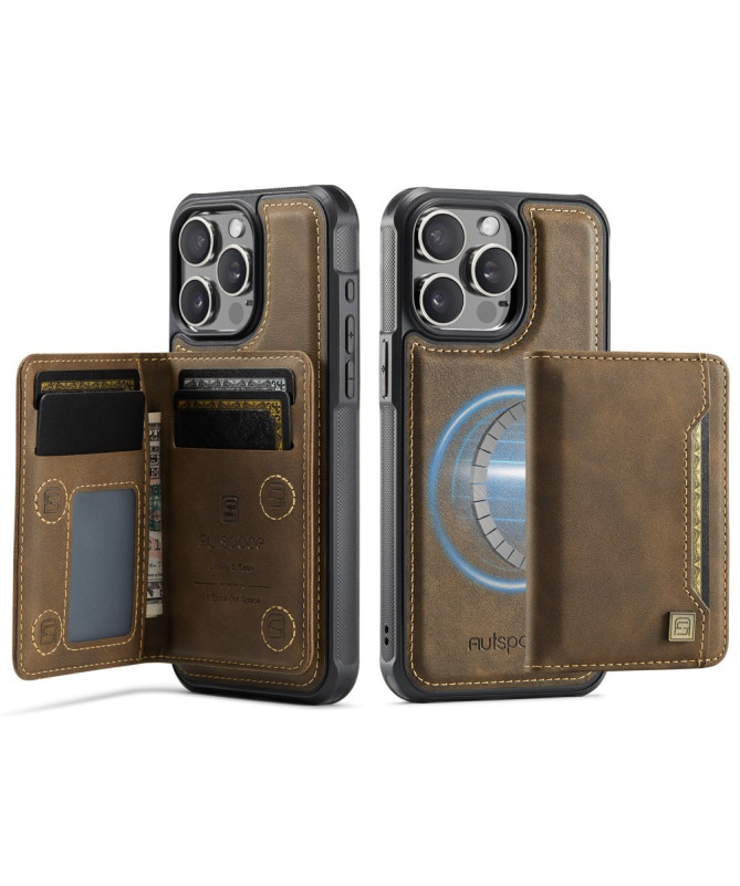Coque iPhone 12 / 12 Pro Vintage Cuir et Porte-Cartes MagSafe