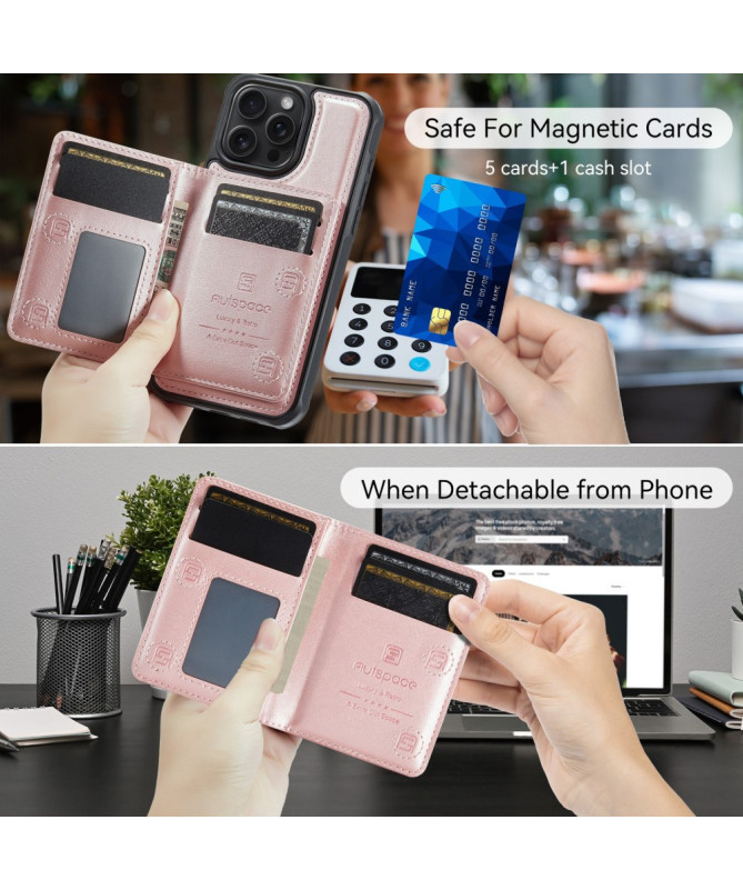 Coque iPhone 12 / 12 Pro Vintage Cuir et Porte-Cartes MagSafe