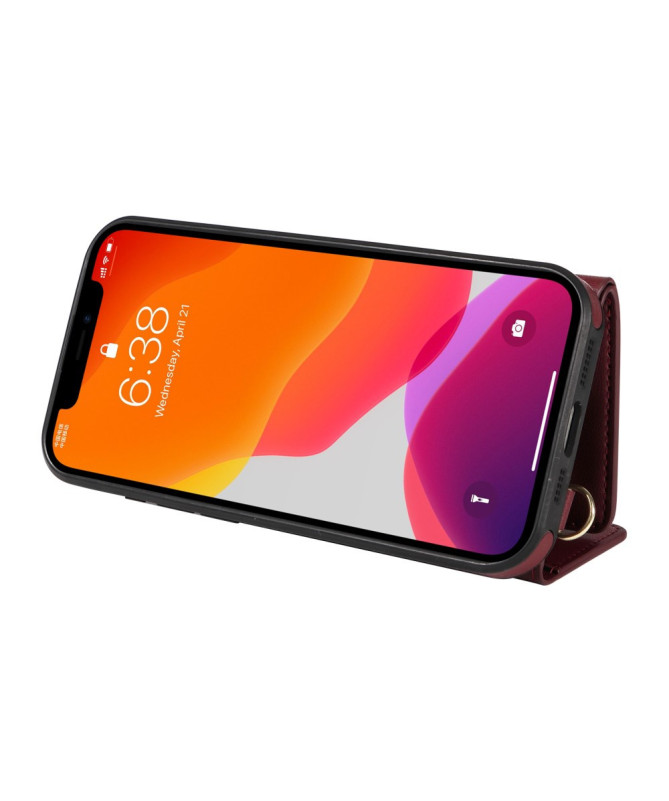 Coque iPhone 12 / 12 Pro Bandoulière avec Portefeuille et Support