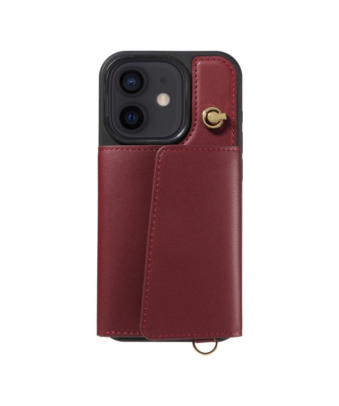 Coque iPhone 12 / 12 Pro Bandoulière avec Portefeuille et Support