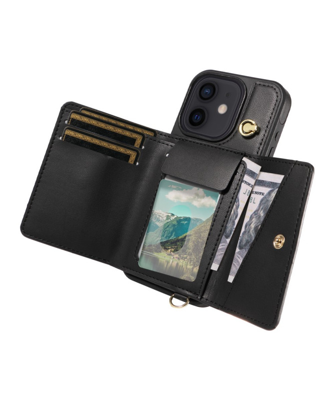 Coque iPhone 12 / 12 Pro Bandoulière avec Portefeuille et Support
