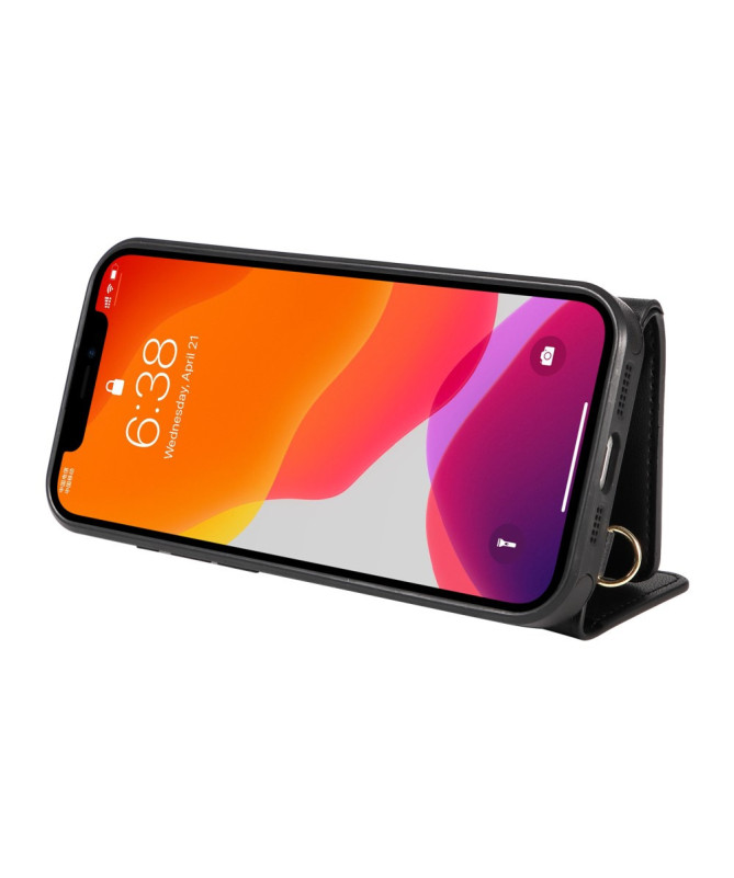 Coque iPhone 12 / 12 Pro Bandoulière avec Portefeuille et Support