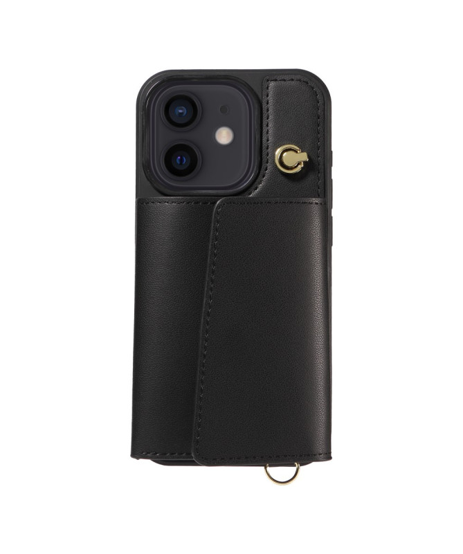 Coque iPhone 12 / 12 Pro Bandoulière avec Portefeuille et Support