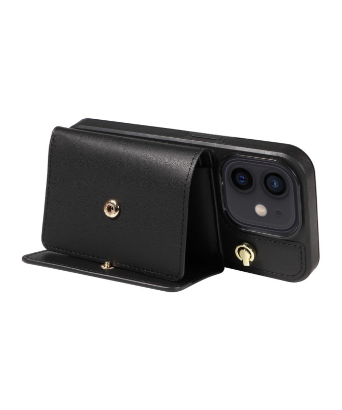 Coque iPhone 12 / 12 Pro Bandoulière avec Portefeuille et Support