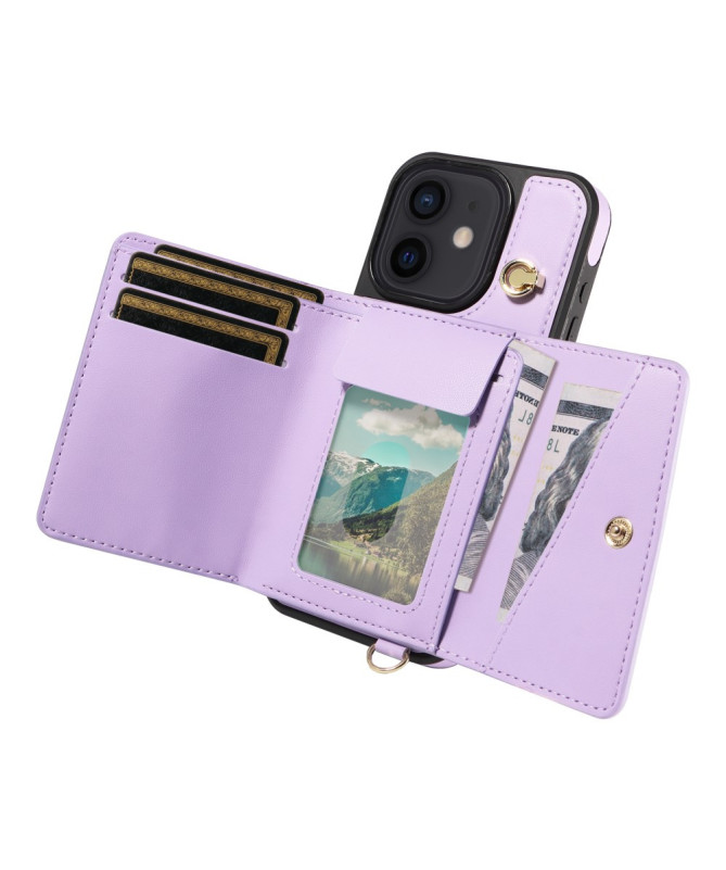 Coque iPhone 12 / 12 Pro Bandoulière avec Portefeuille et Support
