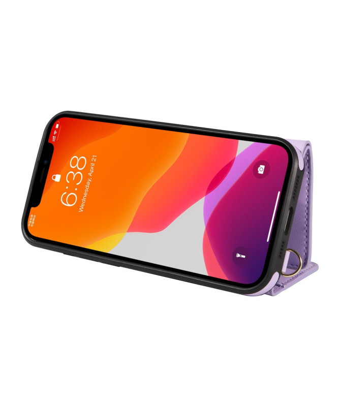 Coque iPhone 12 / 12 Pro Bandoulière avec Portefeuille et Support