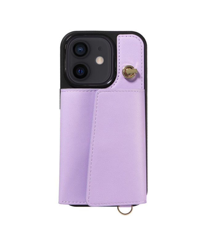 Coque iPhone 12 / 12 Pro Bandoulière avec Portefeuille et Support