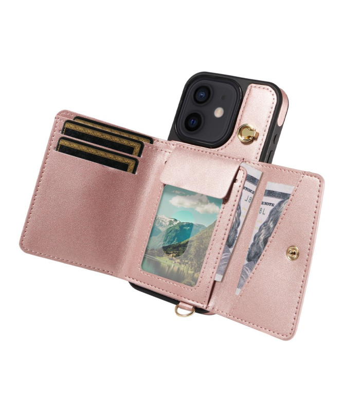 Coque iPhone 12 / 12 Pro Bandoulière avec Portefeuille et Support