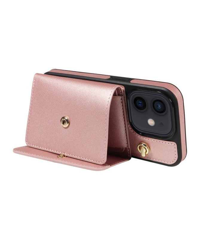 Coque iPhone 12 / 12 Pro Bandoulière avec Portefeuille et Support