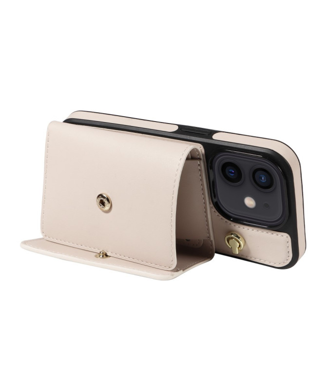 Coque iPhone 12 / 12 Pro Bandoulière avec Portefeuille et Support