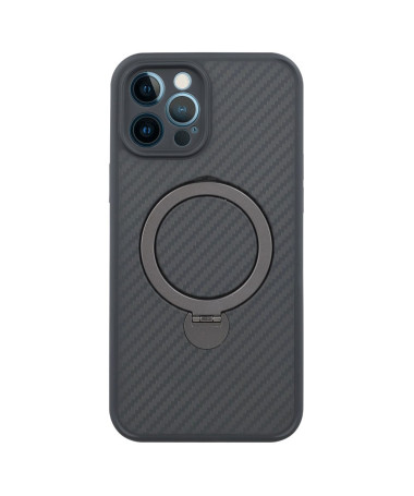 Coque iPhone 12 Pro MagSafe à Fibre de Carbone et Anneau Multifonction